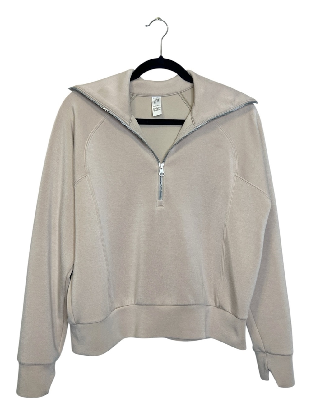 SPANX AirEssentials Half Zip Tan Sweatshirt size Medium